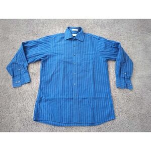 Michael Michael Kors Shirt Mens Large Blue Striped Button Down Dress Long Sleeve